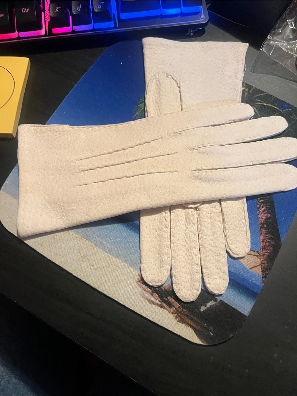 Vintage Women's Ivory Leather Gloves